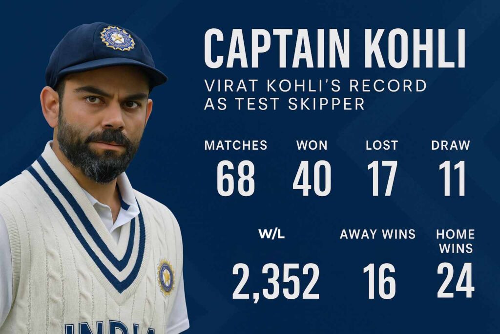 Virat Kohli Test captaincy record infographic